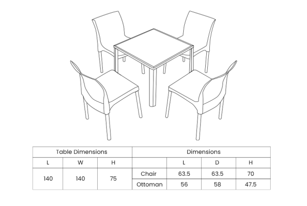 8 Seater Dining Cube Set